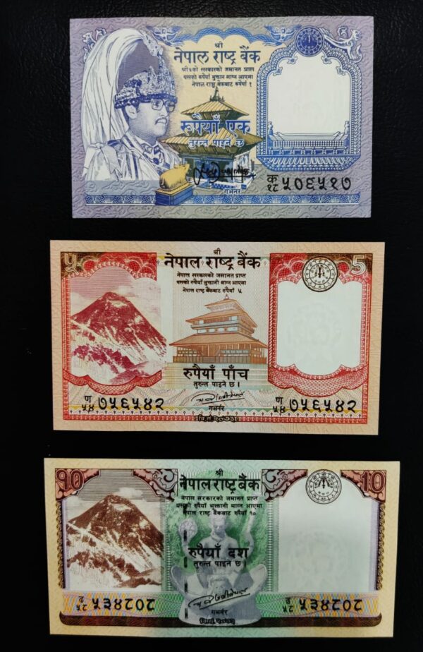 Set of 3 UNC Banknotes of Nepal