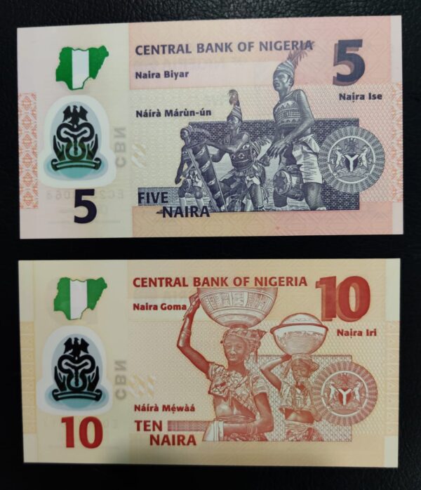 Nigeria 2 UNC polymer banknotes