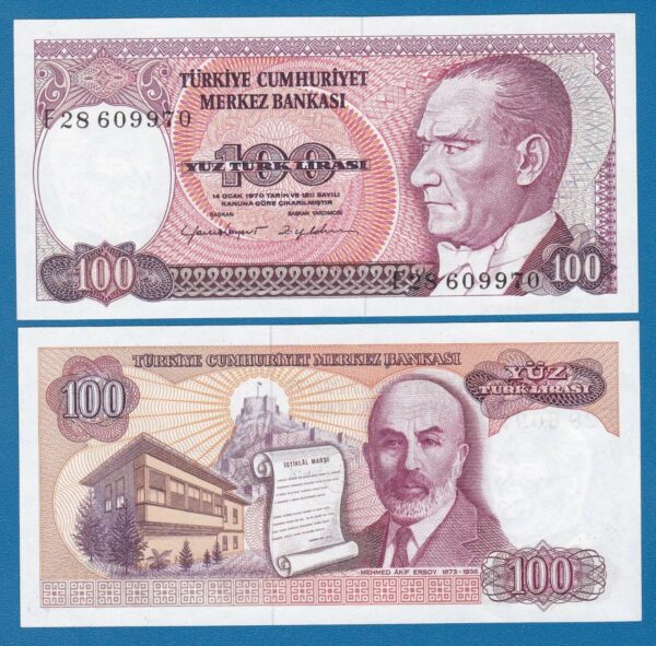 Turkey 100 Lirasi Old Issue 1984 Banknote