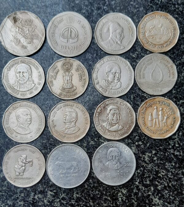 2 Rupees 15 Different Commemorative coin set