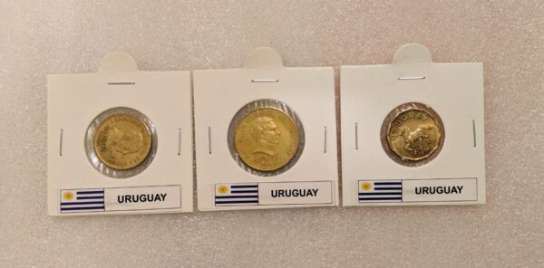 Set of 3 different coins of Uruguay