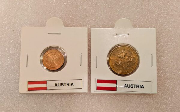 Set of 2 different coins of Austria