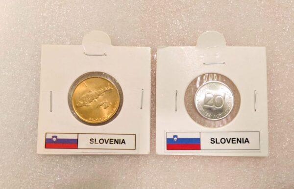 Set of 2 different coins of Slovenia.