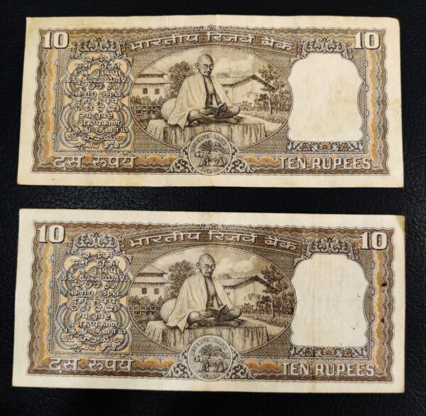 2 Different 10 Rupees Gandhi ji Banknote set - Image 2