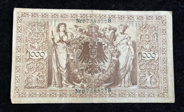 Germany 1000 Mark Year 1910 Very Big Size Banknote - Image 2