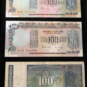 Set of 3 different ₹100 banknotes