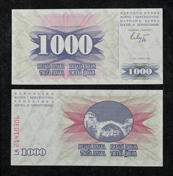 Bosnia and Herzegovina 1000 Dinars Banknote